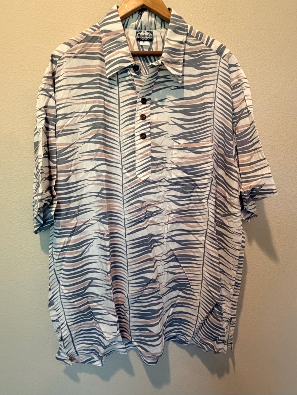 Manuheali’i Hawaii Men’s XL Aloha Shirt Abstract Stripe Print #0129